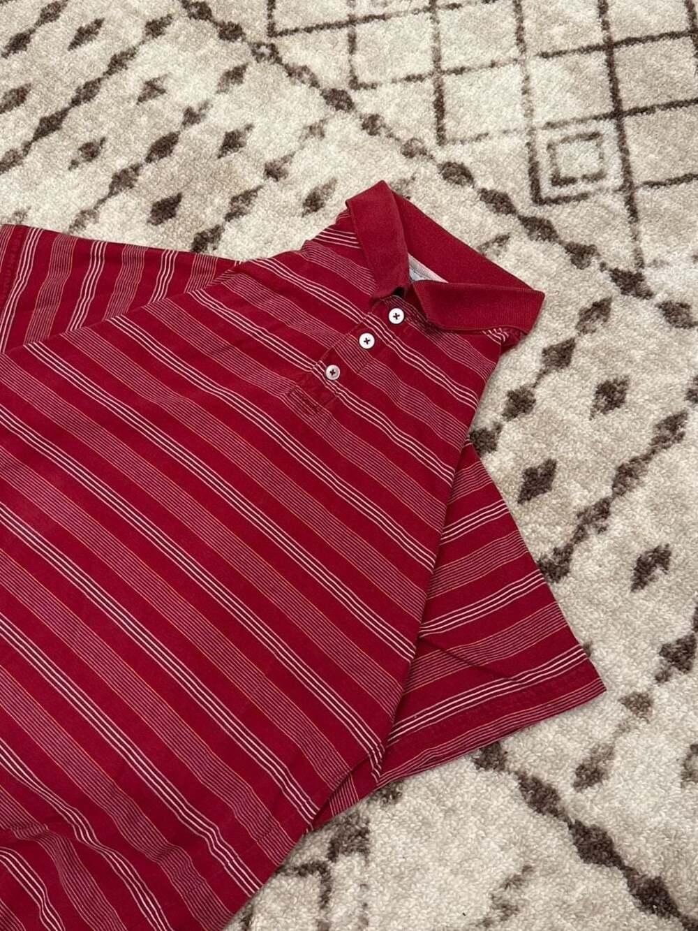 Pineapple Connection Red Striped Short Sleeve Polo Shirt Size L